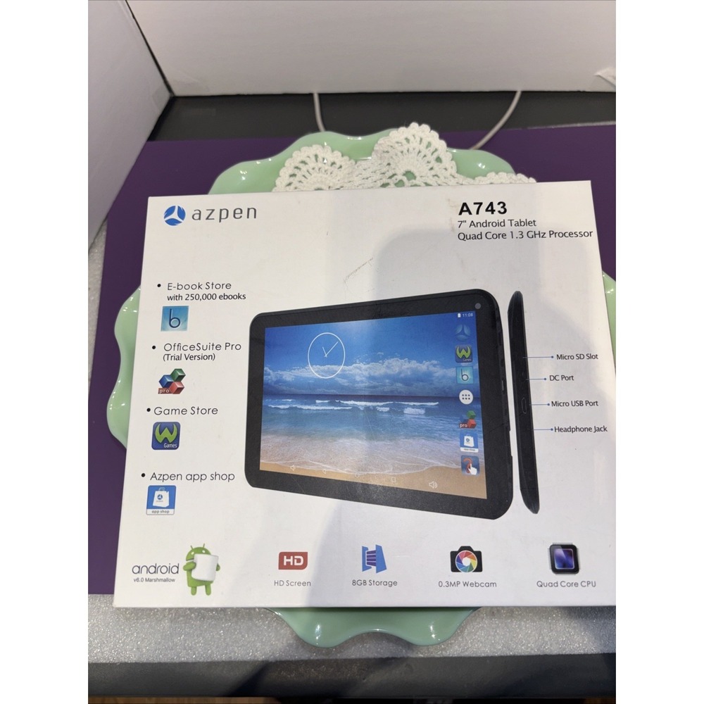 Azpen‎ A743 Quad Core Built-In Front Camera 8GB Storage Tablet In Box